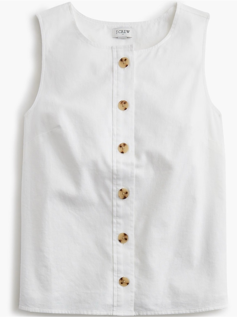 Linen-cotton button-front shell
